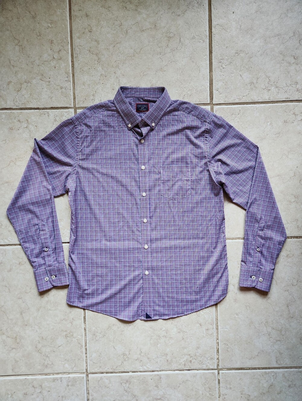 UNtuckit Tamas Performance Shirt Large Slim Fit Blue Red Plaid Button Down